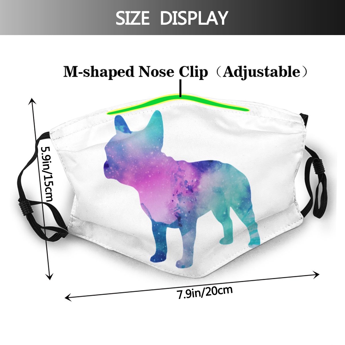 French Bulldog Watercolour Non-Disposable Face Mask Dog Lover Anti Haze Dustproof Mask Protection Mask Mouth Muffle with Filters