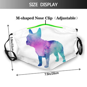 French Bulldog Watercolour Non-Disposable Face Mask Dog Lover Anti Haze Dustproof Mask Protection Mask Mouth Muffle with Filters