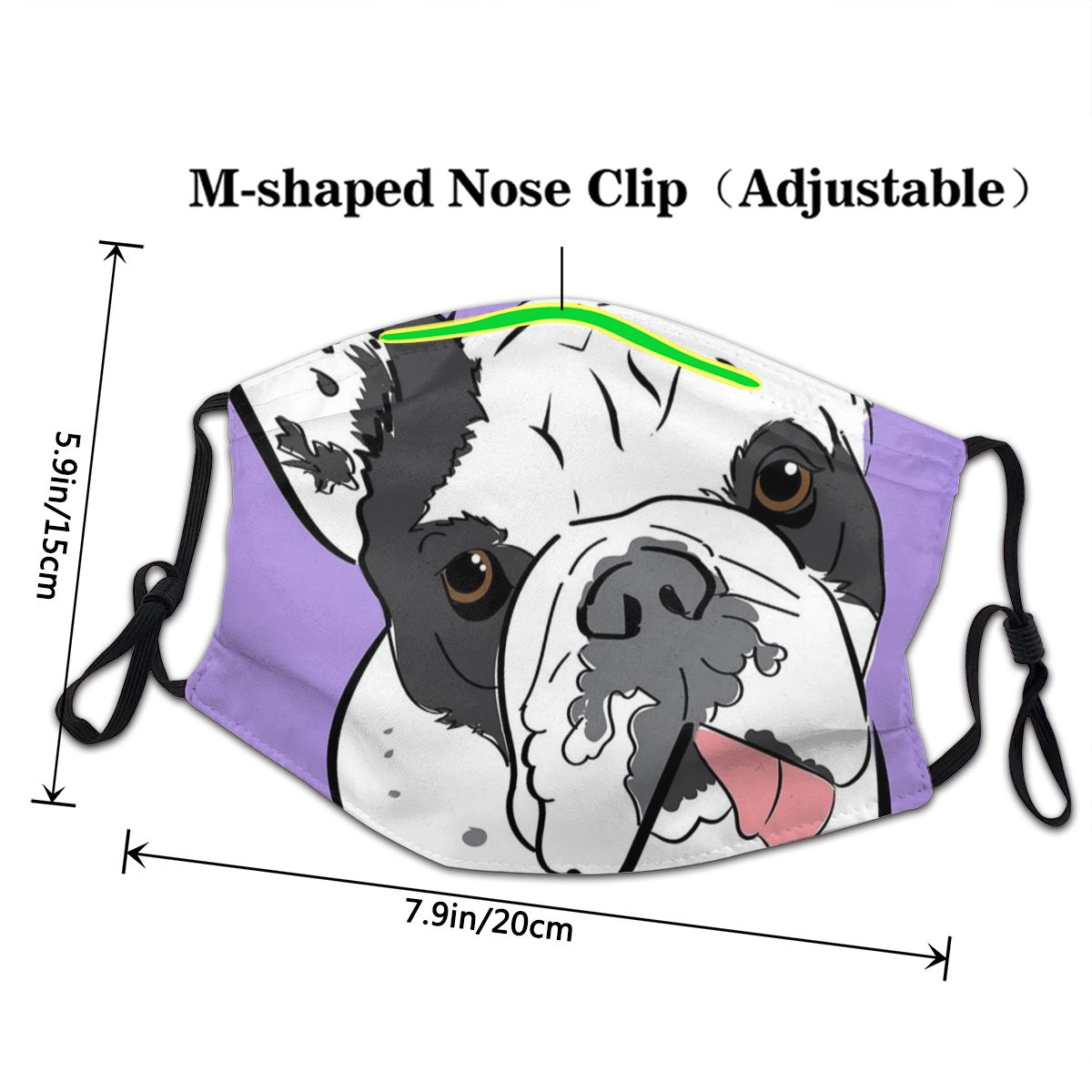 Purple French Bulldog Face Mask